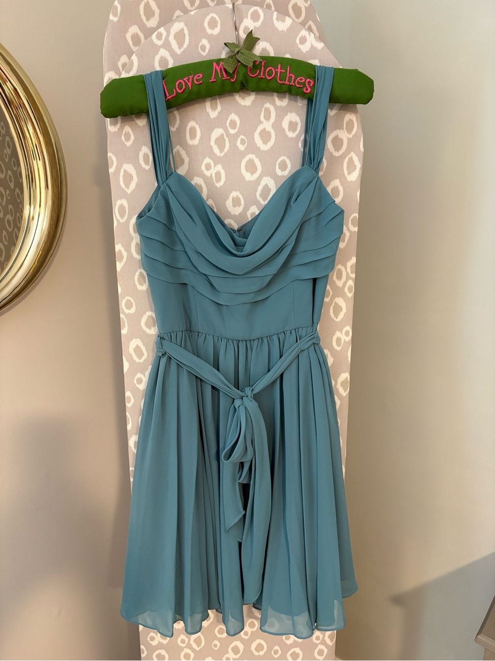 Vera Wang Teal Sleeveless Chiffon Fit-and-Flare Dress